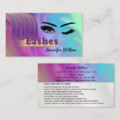 Funky hologaphische farbenfrohe Lashes Logo nach V Visitenkarte (Vorne/Hinten)
