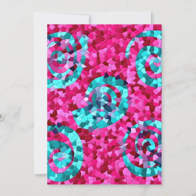 Funky Hot Pink Aquamarin Blue Mosaik Wirbel Girly  (Vorderseite)