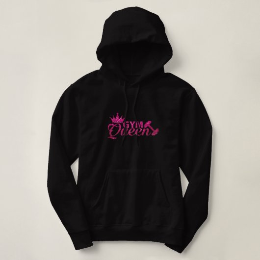 Funky Hot pink auf schwarzen Imitaten Glitzer Gym Hoodie (Design vorne)