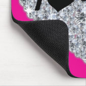Funky Hot Pink Imitate Diamond I Liebe Bling Herz Mousepad (Ecke)