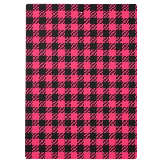 Funky Hot Pink und Black Buffalo Prüfmuster Klemmbrett (Rückseite)