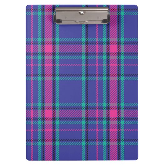 Funky Hot Pink und Lila Kariertes Tartan iPad Air Klemmbrett (Vorderseite)