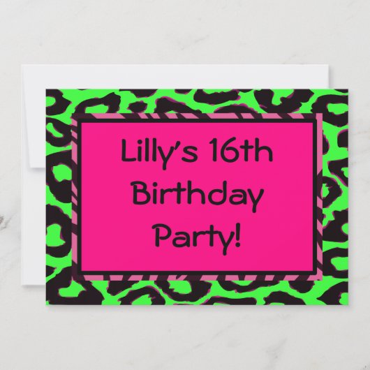 Funky Hot Pink Zebra Cheetah Set Einladung (Vorderseite)