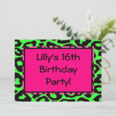 Funky Hot Pink Zebra Cheetah Set Einladung (Stehend Vorderseite)