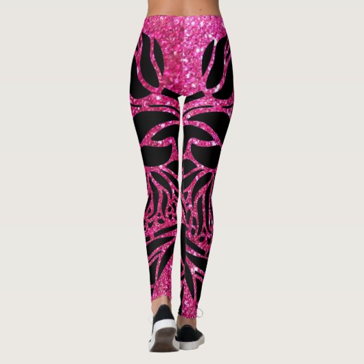 Funky Hot Pink Zebra Print Leggings (Rückseite)