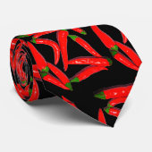 Funky Hot Spicy Red Chili Paprikaschoten Muster Kr Krawatte (Gerollt)
