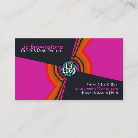Funky House DJ Pink Black Business Card Visitenkarte (Vorderseite)