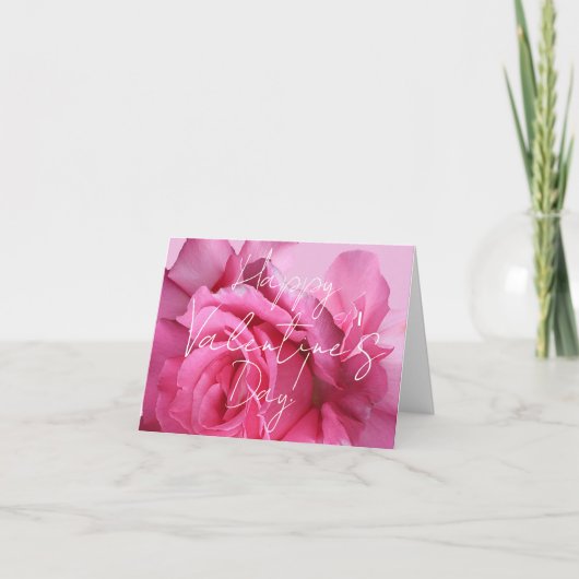 Funky hübsch rosa roses Happy Valentine Liebe Art Karte (Vorderseite)