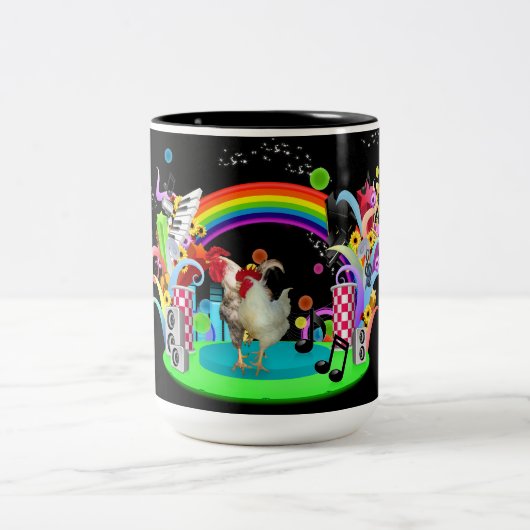 Funky Huhn-Party Zweifarbige Tasse (Mittel)