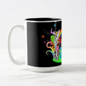 Funky Huhn-Party Zweifarbige Tasse (Links)