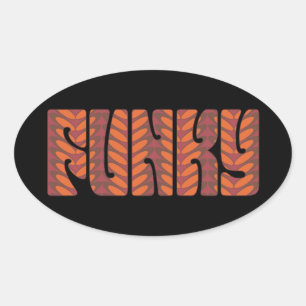 Funky (in rot) ovaler aufkleber