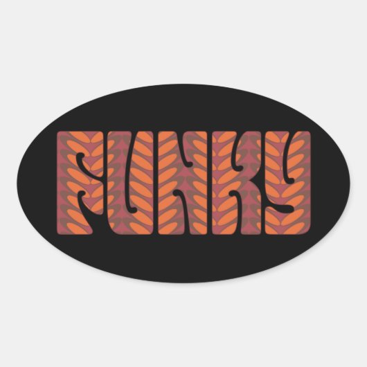 Funky (in rot) ovaler aufkleber (Vorderseite)