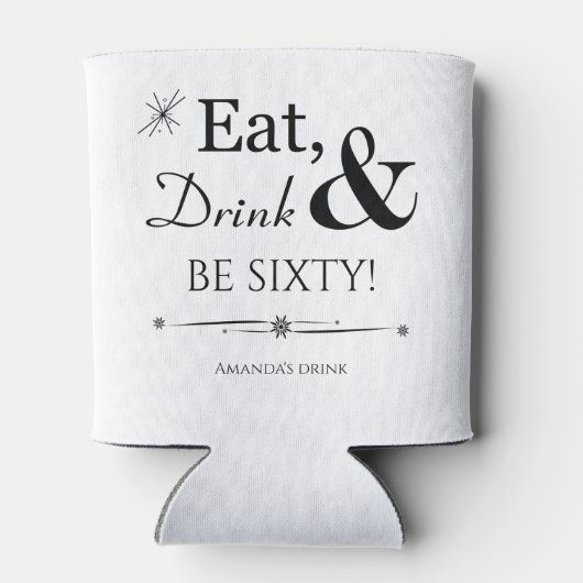 Funky isst Drink und sei sechzig Retro 60. Geburts Dosenkühler (Rückseite)