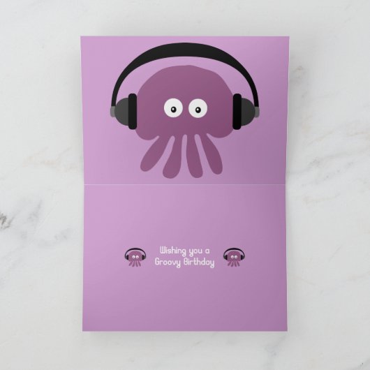 Funky Jellyfish DJ Birthday Greeting Card Karte (Innenseite)