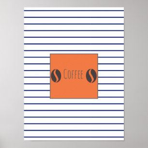 Funky Kaffebohnen Teller Blau Streifen Poster