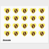 Funky Kaffeebohne Herz-Aufkleber (Blatt)