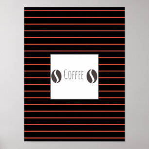 Funky-Kaffeebohnen-Teller rote Streifen Poster
