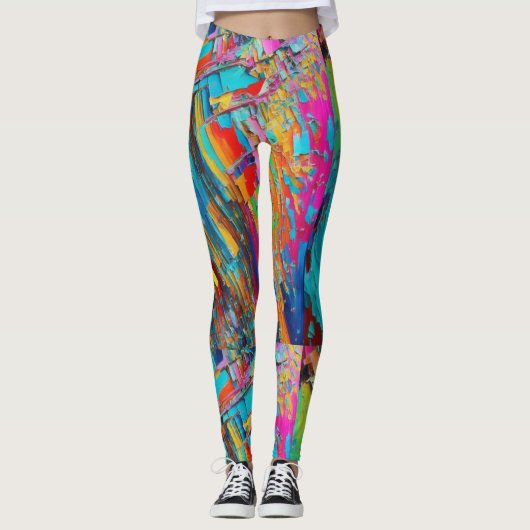 Funky Kaleidoskop farbenfrohe Leggings (Vorderseite)