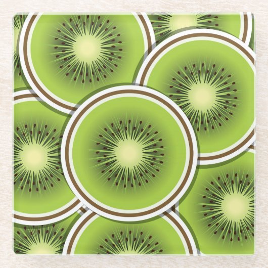Funky Kiwi Frucht Glasuntersetzer (Vorderseite)