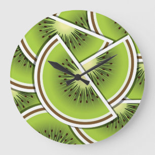 Funky Kiwi Obstkeile Große Wanduhr