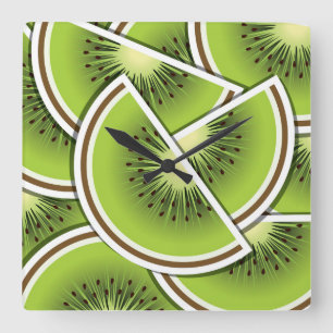 Funky Kiwi Obstkeile Quadratische Wanduhr
