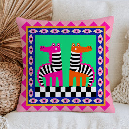 Funky Krokodile Moderne Böse Augen Bold Maximalist Kissen
