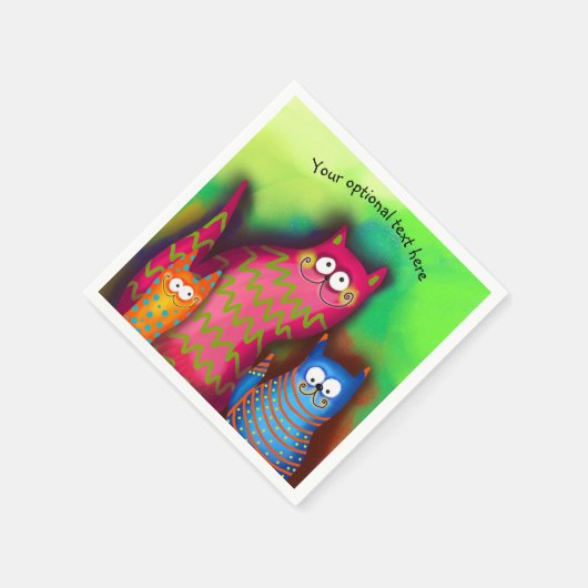 Funky Künstlerische Cat Lover Papierplatte Serviette (Ecke)