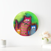 Funky Künstlerische Cat Wall-Uhr Große Wanduhr (Zuhause)