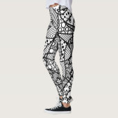 Funky, künstlerisches, schwarzes u. weißes Muster Leggings (Links)