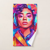 Funky Lady Digital Artwork Badhandtuch Set (Handtuch)