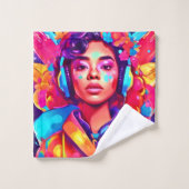 Funky Lady Digital Artwork Badhandtuch Set (Waschlappen)