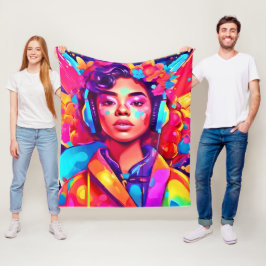 Funky Lady Digital Artwork Fleecedecke