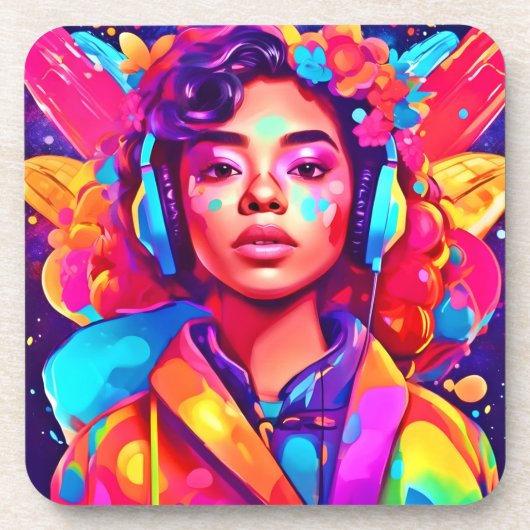 Funky Lady Digital Artwork Getränkeuntersetzer (Vorderseite)