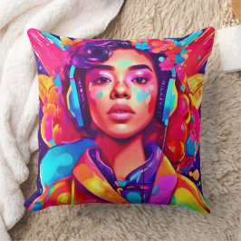 Funky Lady Digital Artwork Kissen
