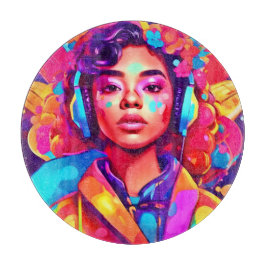 Funky Lady Digital Artwork Schneidebrett