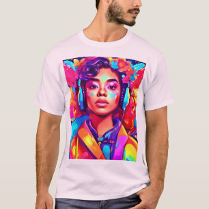 Funky Lady Digital Artwork T-Shirt