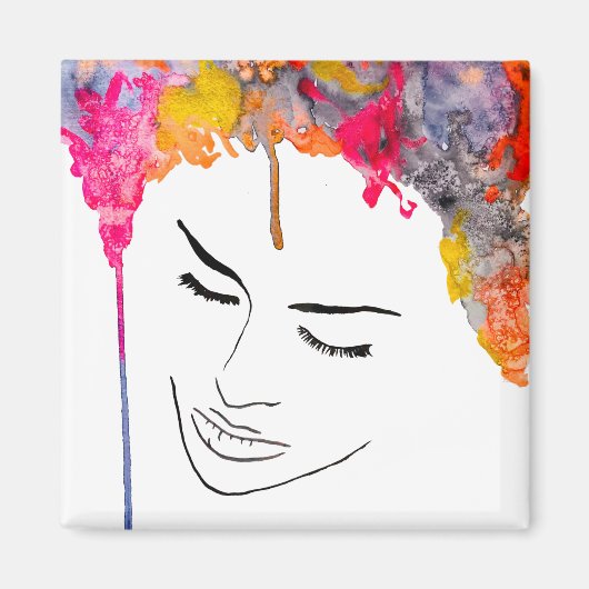 Funky lady psychedelisches verrücktes Haar Magnet (Vorne)