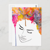 Funky lady psychedelisches verrücktes Haar Postkarte (Vorne/Hinten)