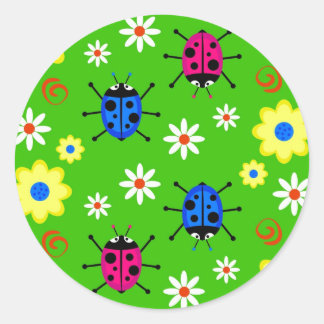 Funky Ladybugs Runder Aufkleber