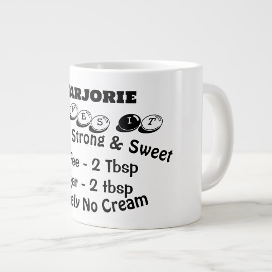 Funky Large Modern Minimalistisch Name Coffee Love Jumbo-Tasse (Vorderseite Rechts)