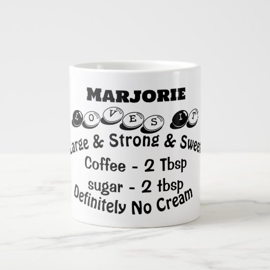 Funky Large Modern Minimalistisch Name Coffee Love Jumbo-Tasse (Vorderseite)