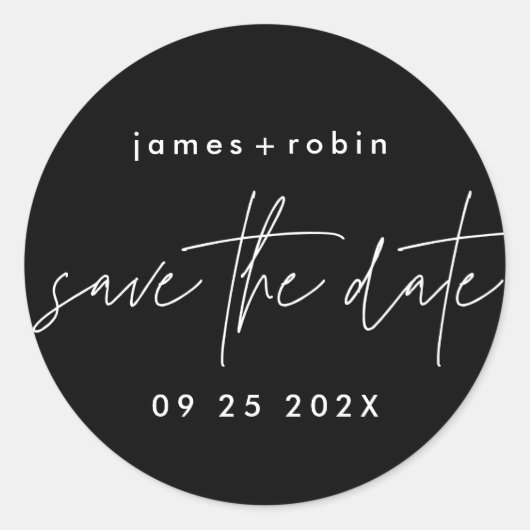 Funky Lässig Onyx Black Elegant Moderne Runder Aufkleber (Vorderseite)