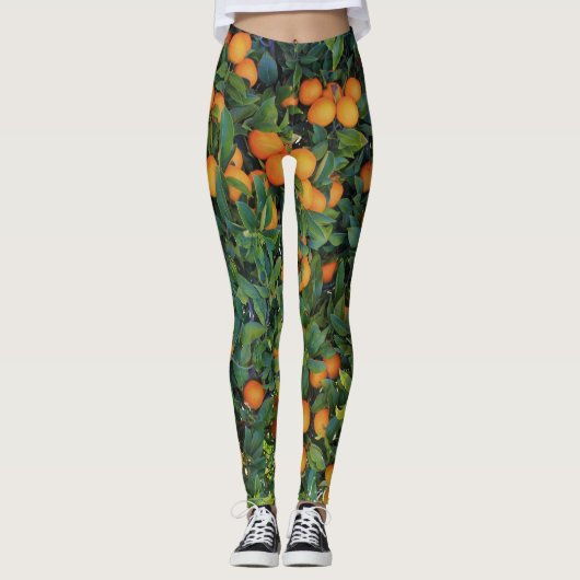 Funky Leggings des Orangenbaums mit Orangen und (Vorderseite)