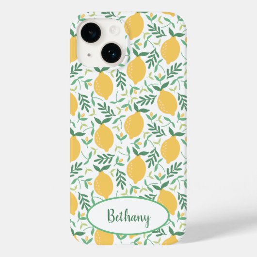 Funky Lemons and Blätter Chic Case-Mate iPhone Hülle (Rückseite)