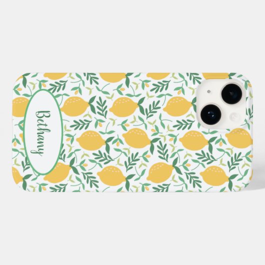 Funky Lemons and Blätter Chic Case-Mate iPhone Hülle (Rückseite (Horizontal))