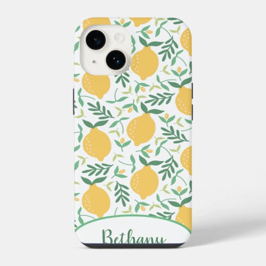 Funky Lemons and Blätter Chic iPhone Hülle (Rückseite)