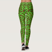 Funky Leon Green Leopard Cheetah Animal Print Leggings (Rückseite)