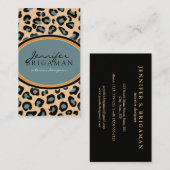 Funky Leopard Print Business Card: orange/blau Visitenkarte (Vorne/Hinten)