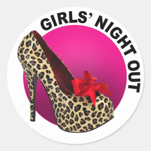 Funky Leopard Stiletto Girls Night Out Runder Aufkleber (Vorderseite)