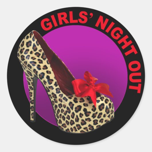 Funky Leopard Stiletto Girls Night Out Runder Aufkleber (Vorderseite)